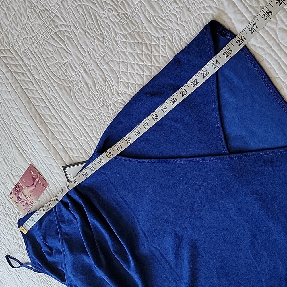 Emerald Sundae Womens V-neck Sheath Wrap High-Low Pointy Royal Blue Mini Dress - Picture 11 of 16